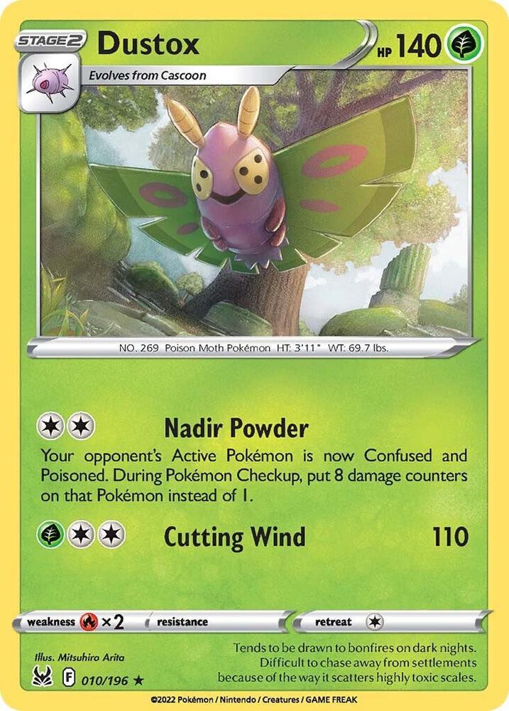 Dustox 010/196 Reverse Holofoil — Lost Origin Pokémon card