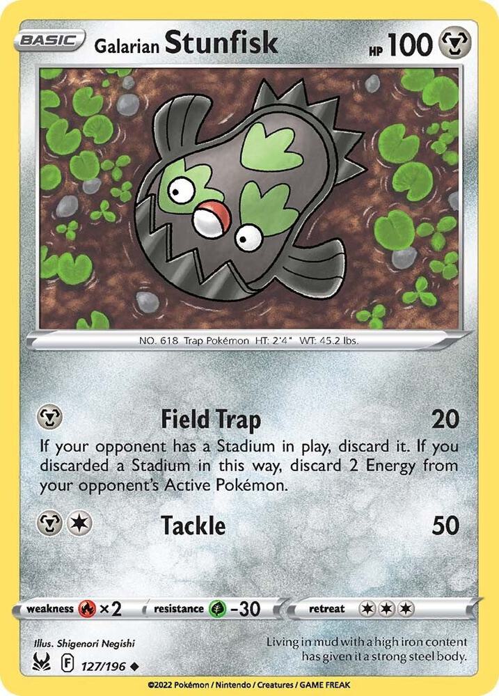 Galarian Stunfisk 127/196 — Lost Origin Pokémon card