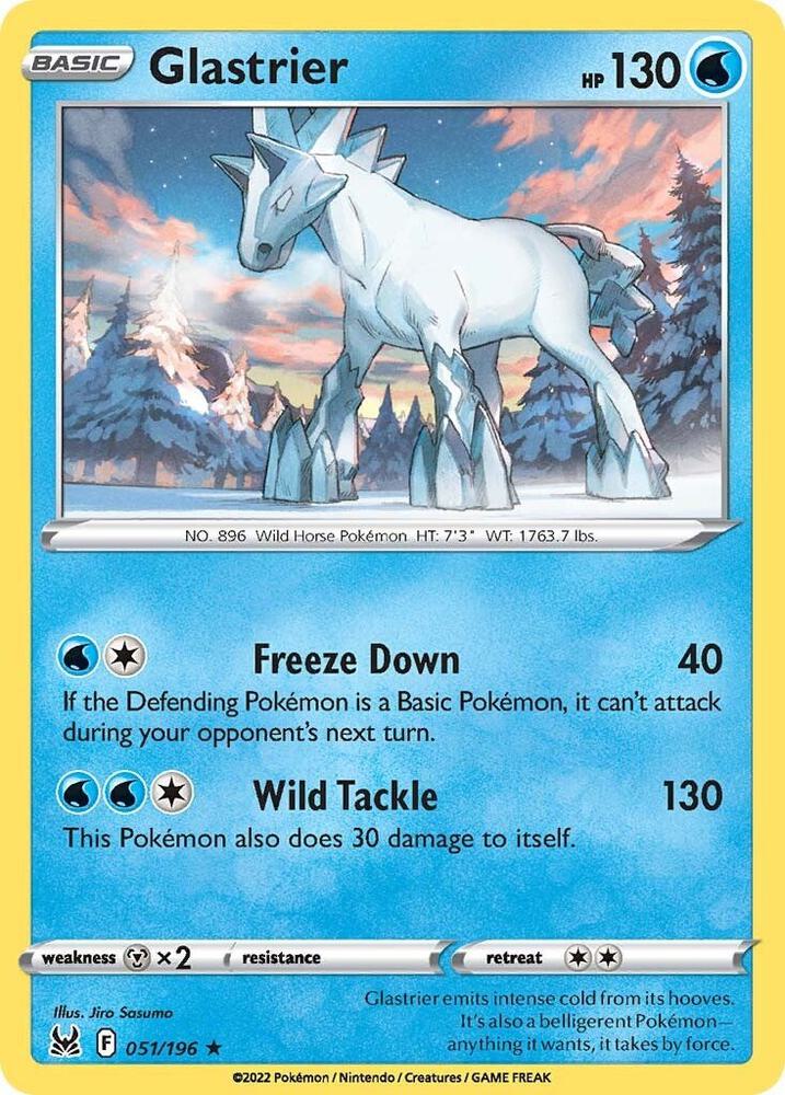 Glastrier 051/196 Reverse Holofoil — Lost Origin Pokémon card