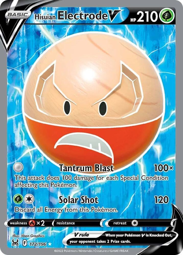 Hisuian Electrode V 172/196 Holofoil — Lost Origin Pokémon card