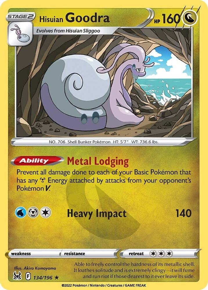 Hisuian Goodra 134/196 Holofoil — Lost Origin Pokémon card