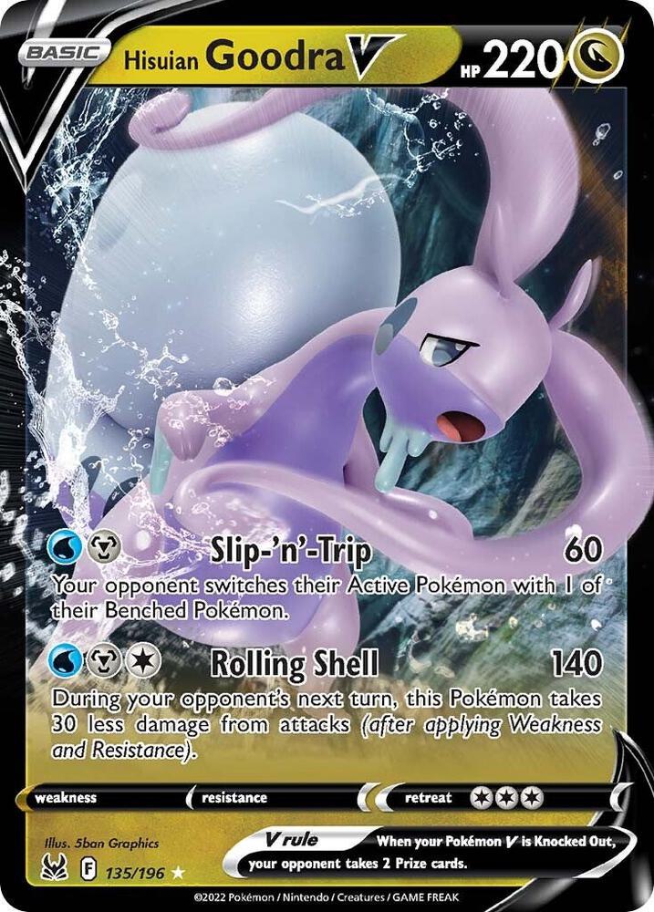 Hisuian Goodra V 135/196 Holofoil — Lost Origin Pokémon card