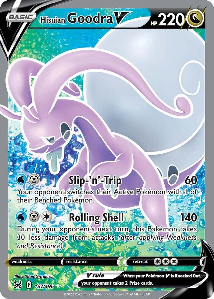 Hisuian Goodra V 187/196 Holofoil — Lost Origin Pokémon card