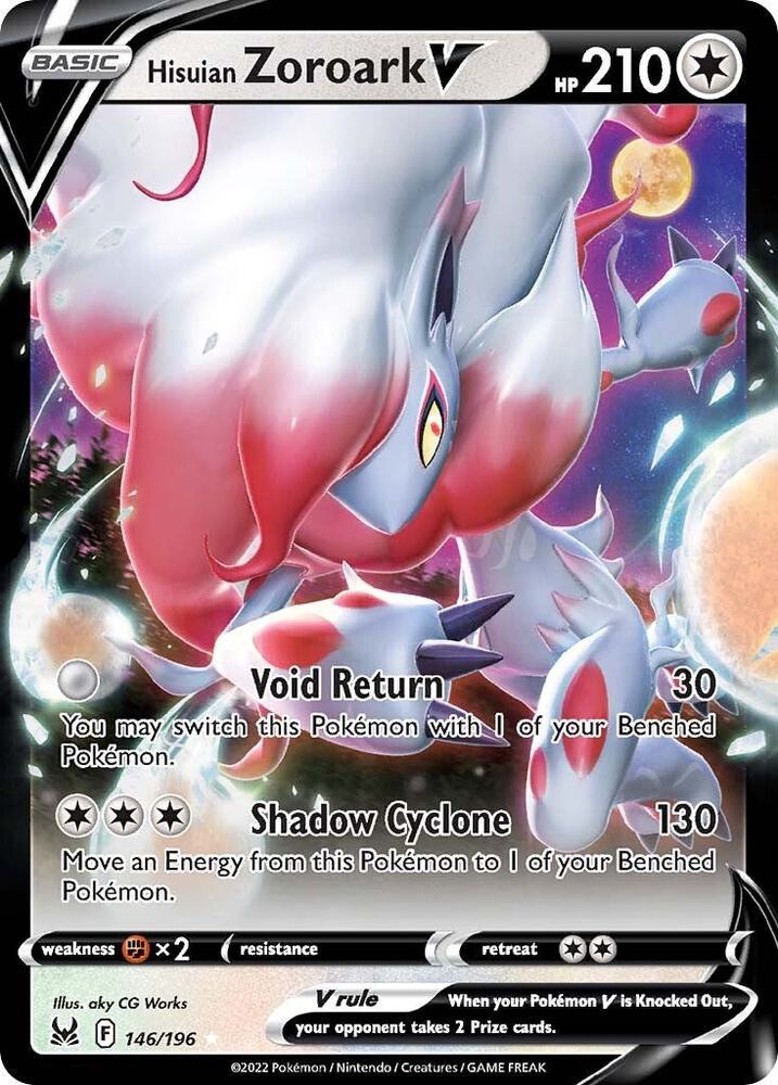 Hisuian Zoroark V 146/196 Holofoil — Lost Origin Pokémon card
