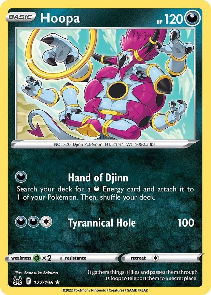 Hoopa 122/196 Reverse Holofoil — Lost Origin Pokémon card