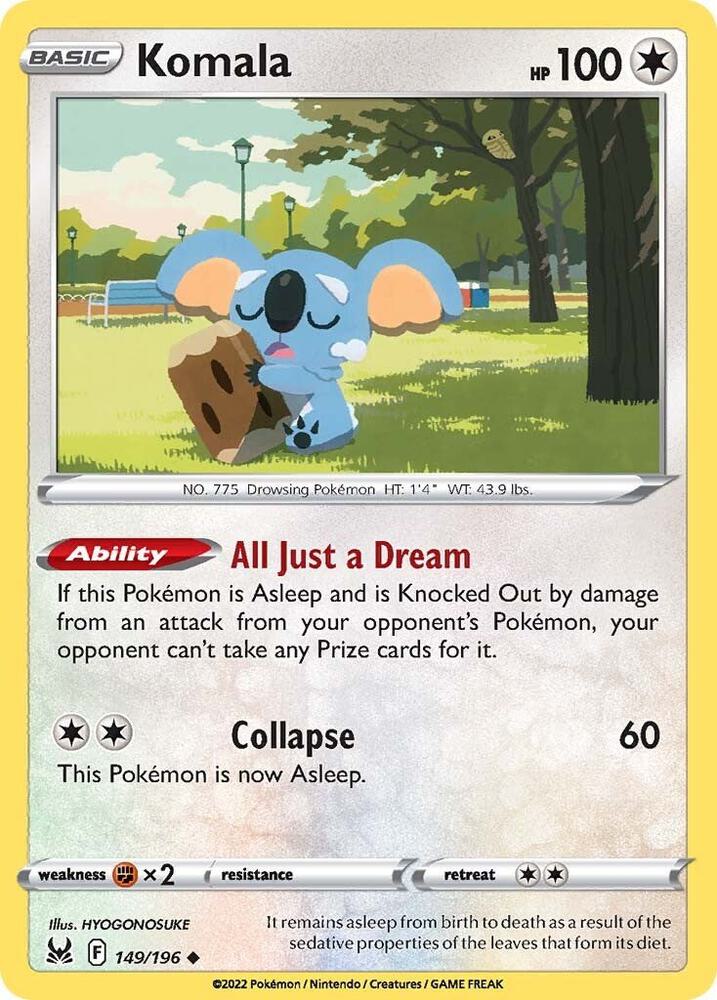 Komala 149/196 Reverse Holofoil — Lost Origin Pokémon card