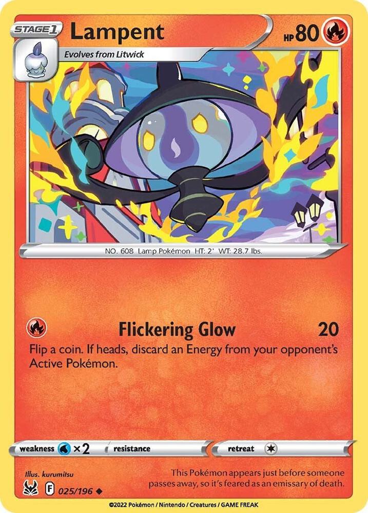 Lampent 025/196 Reverse Holofoil — Lost Origin Pokémon card