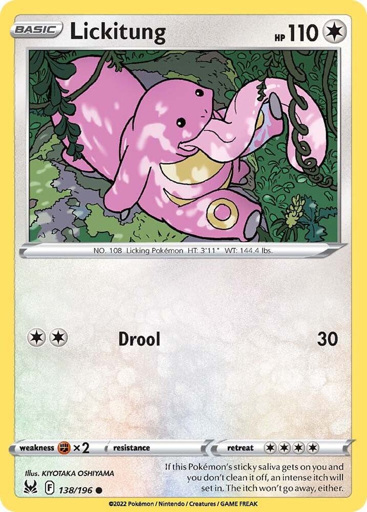 Lickitung 138/196 Reverse Holofoil — Lost Origin Pokémon card