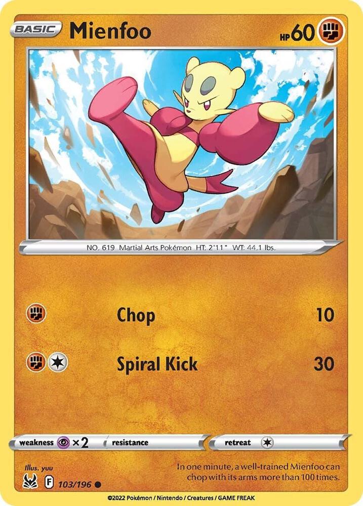 Mienfoo 103/196 — Lost Origin Pokémon card