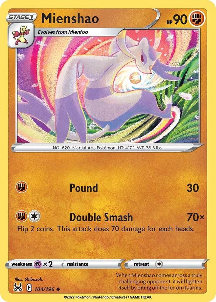 Mienshao 104/196 — Lost Origin Pokémon card
