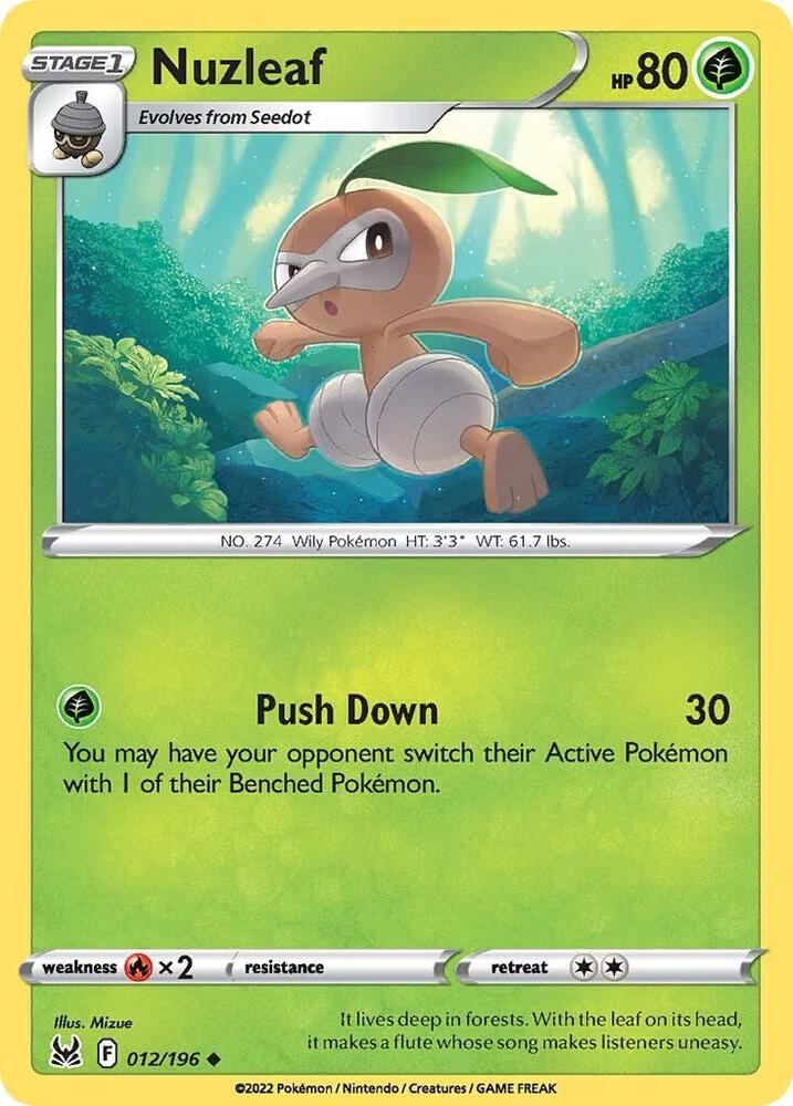 Nuzleaf 012/196 — Lost Origin Pokémon card