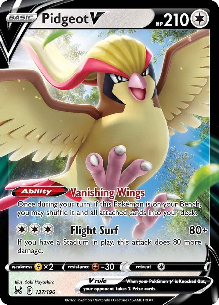 Pidgeot V 137/196 Holofoil — Lost Origin Pokémon card