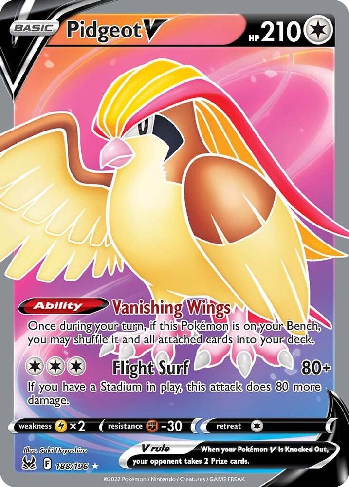 Pidgeot V 188/196 Holofoil — Lost Origin Pokémon card