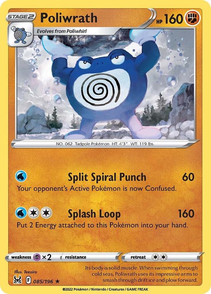 Poliwrath 085/196 Reverse Holofoil — Lost Origin Pokémon card