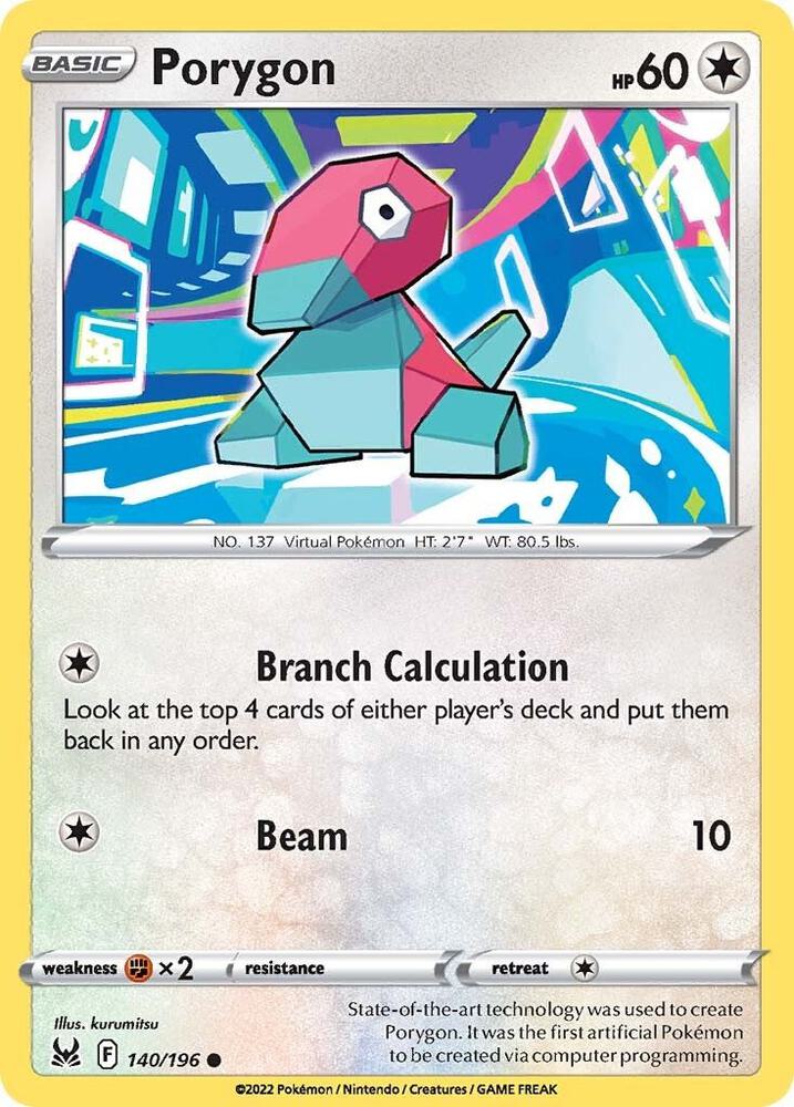 Porygon 140/196 Reverse Holofoil — Lost Origin Pokémon card