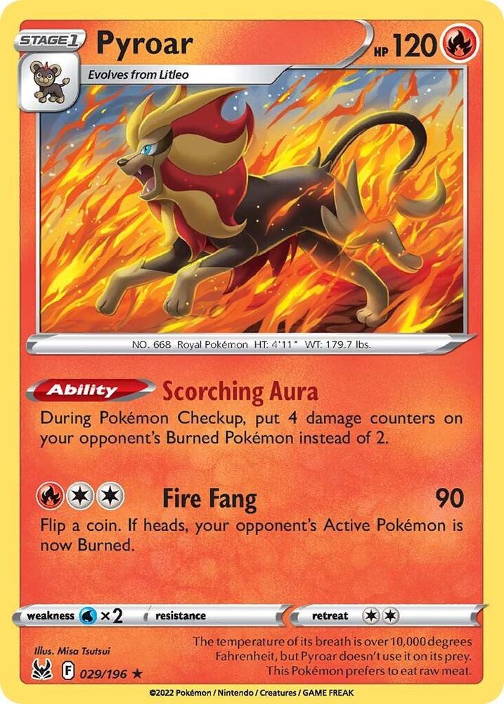 Pyroar 029/196 Holofoil — Lost Origin Pokémon card