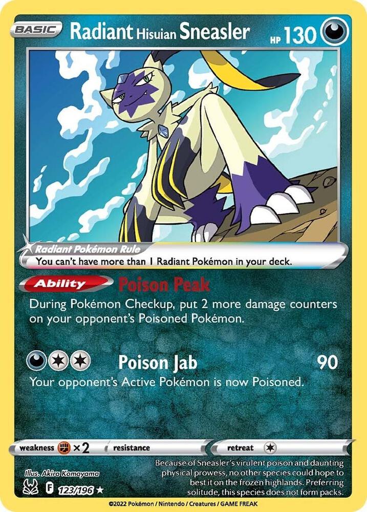 Radiant Hisuian Sneasler 123/196 Holofoil — Lost Origin Pokémon card