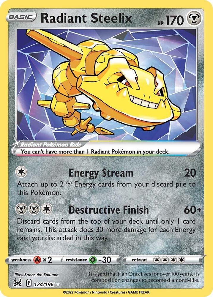 Radiant Steelix 124/196 Holofoil — Lost Origin Pokémon card