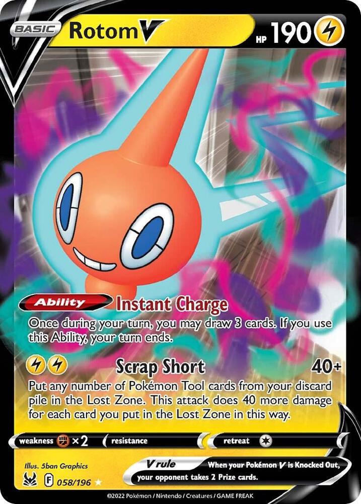 Rotom V 058/196 Holofoil — Lost Origin Pokémon card