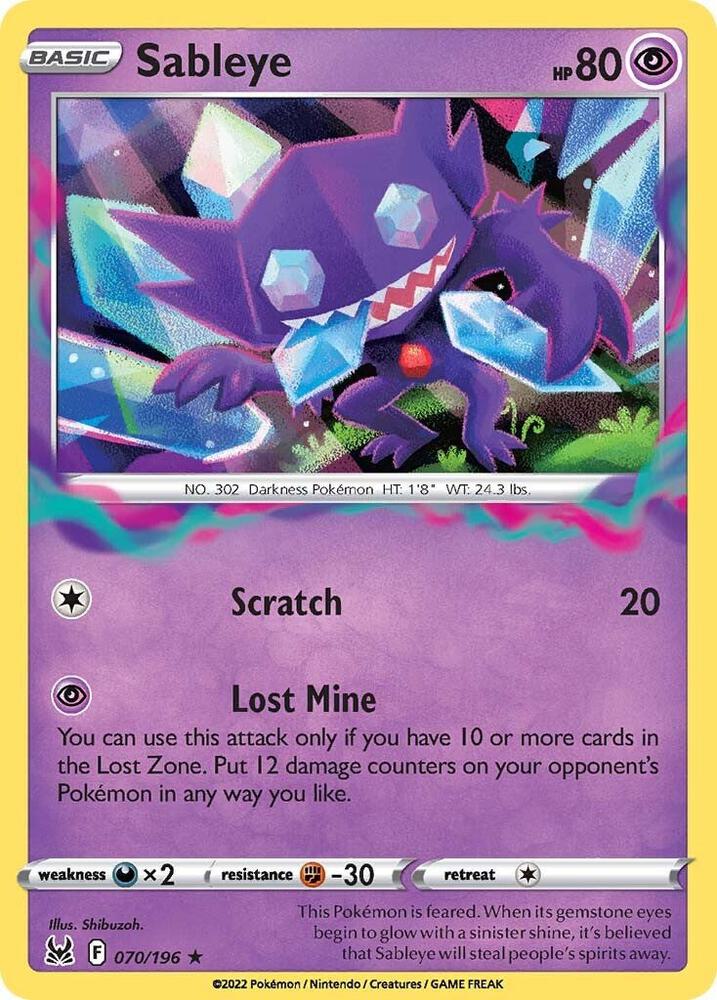 Sableye 070/196 Reverse Holofoil — Lost Origin Pokémon card