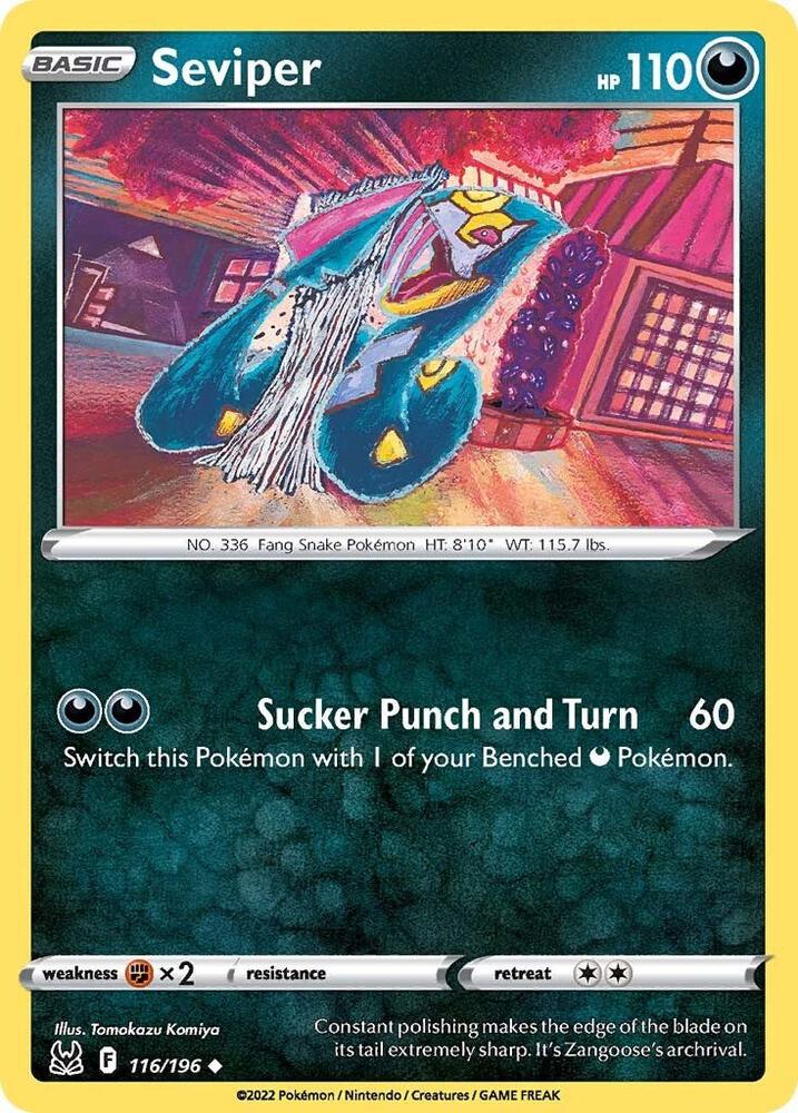 Seviper 116/196 Reverse Holofoil — Lost Origin Pokémon card