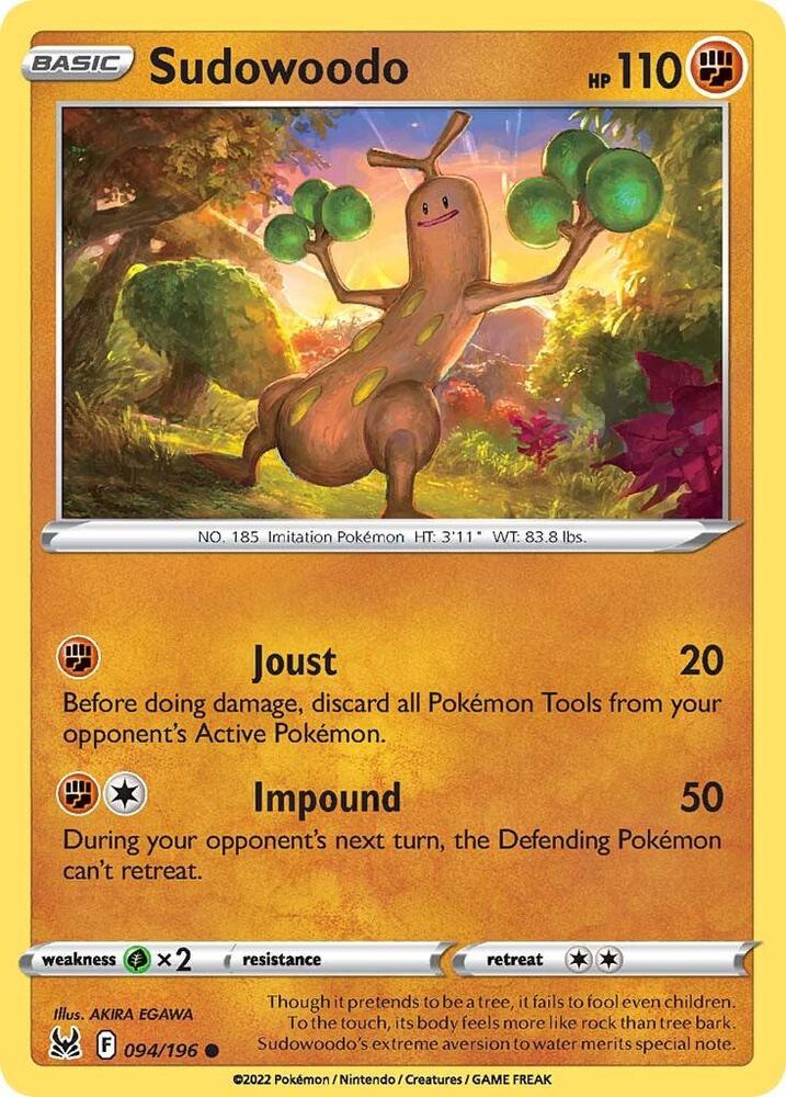 Sudowoodo 094/196 Reverse Holofoil — Lost Origin Pokémon card