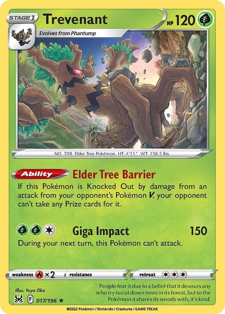 Trevenant 017/196 Reverse Holofoil — Lost Origin Pokémon card