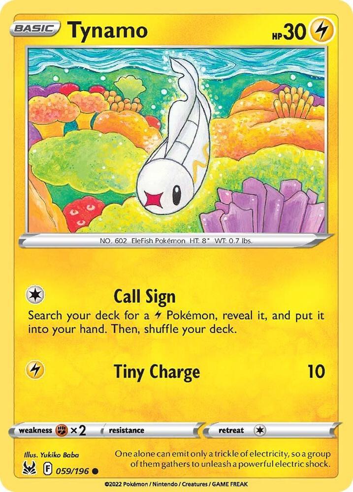 Tynamo 059/196 Reverse Holofoil — Lost Origin Pokémon card