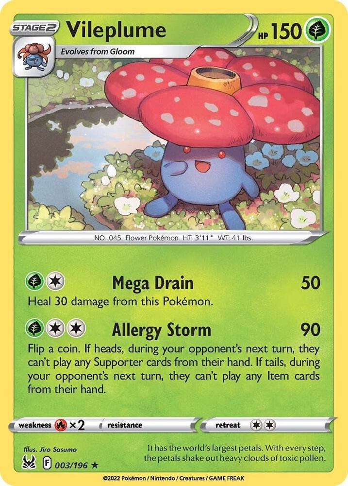 Vileplume 003/196 Reverse Holofoil — Lost Origin Pokémon card
