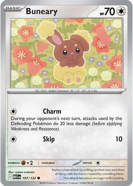 Buneary 107/132 Reverse Holofoil — Mega Evolution Pokémon card