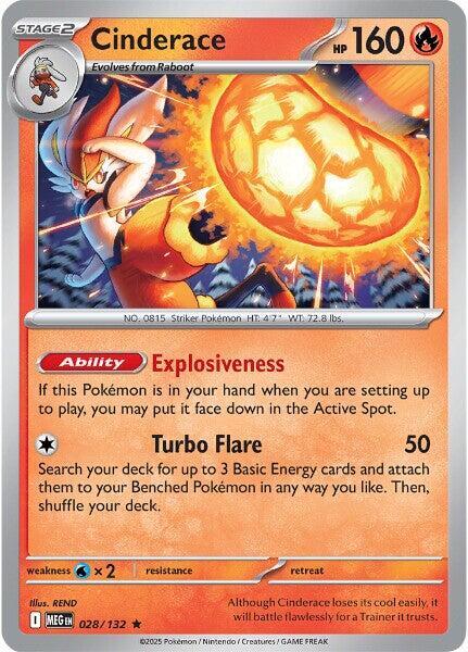 Cinderace 028/132 Holofoil — Mega Evolution Pokémon card