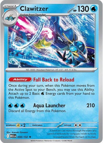 Clawitzer 038/132 Holofoil — Mega Evolution Pokémon card