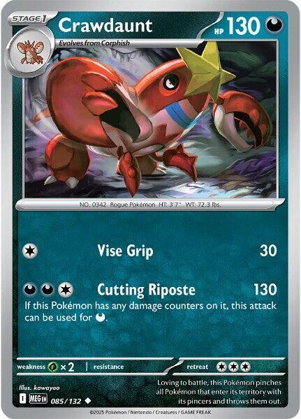 Crawdaunt 085/132 Reverse Holofoil — Mega Evolution Pokémon card
