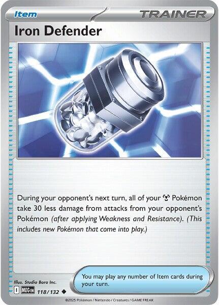 Iron Defender 118/132 Reverse Holofoil — Mega Evolution Pokémon card