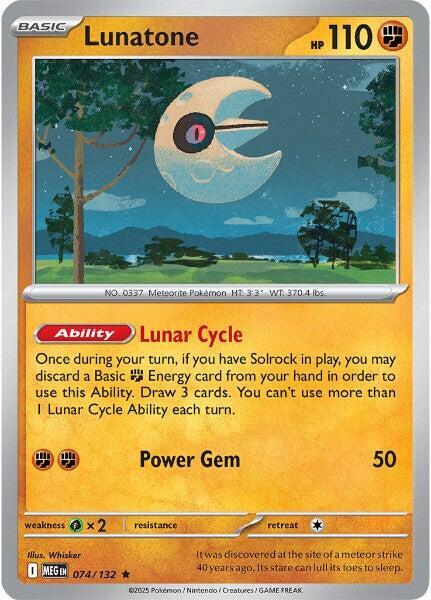 Lunatone 074/132 Holofoil — Mega Evolution Pokémon card