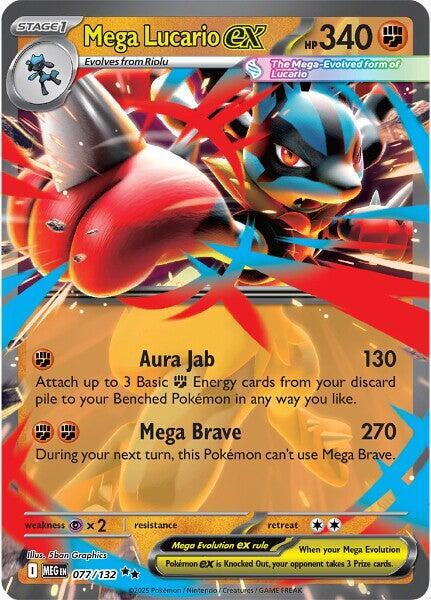 Mega Lucario ex 077/132 Holofoil — Mega Evolution Pokémon card