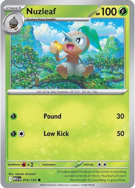 Nuzleaf 014/132 Reverse Holofoil — Mega Evolution Pokémon card
