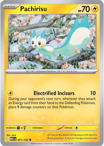 Pachirisu 051/132 Reverse Holofoil — Mega Evolution Pokémon card
