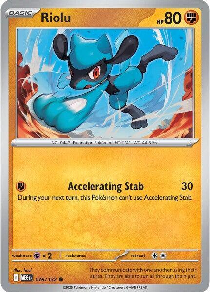 Riolu 076/132 Reverse Holofoil — Mega Evolution Pokémon card