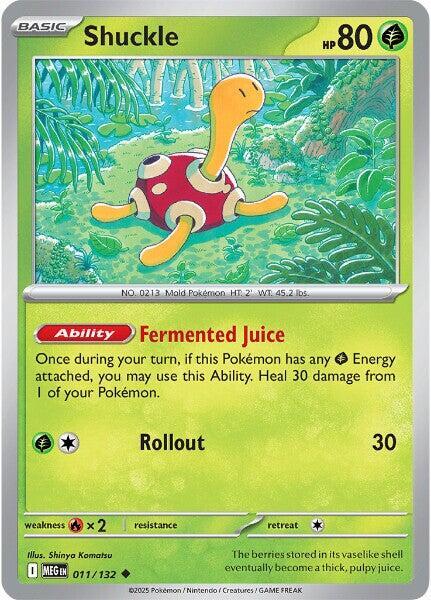 Shuckle 011/132 Reverse Holofoil — Mega Evolution Pokémon card