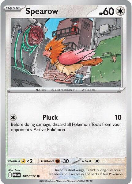 Spearow 102/132 Reverse Holofoil — Mega Evolution Pokémon card