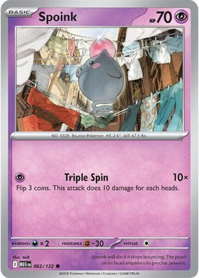 Spoink 062/132 — Mega Evolution Pokémon card