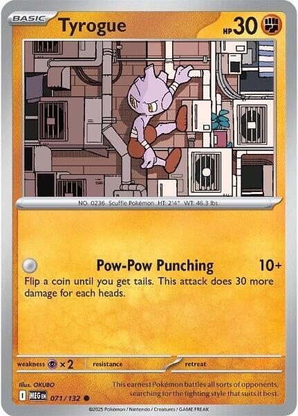 Tyrogue 071/132 Reverse Holofoil — Mega Evolution Pokémon card