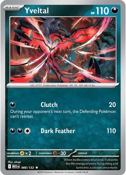 Yveltal 088/132 Reverse Holofoil — Mega Evolution Pokémon card