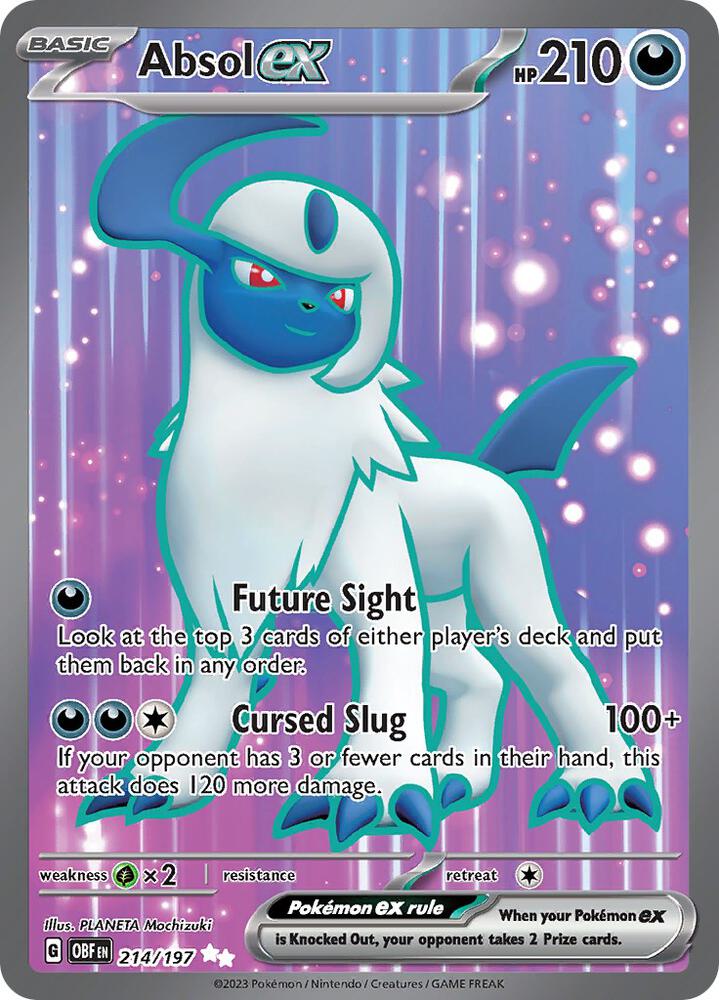 Absol ex 214/197 Holofoil, Obsidian Flames Pokémon card