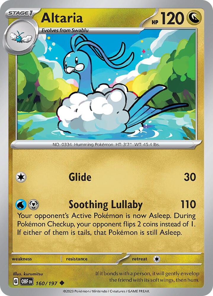 Altaria 160/197 Reverse Holofoil, Obsidian Flames Pokémon card