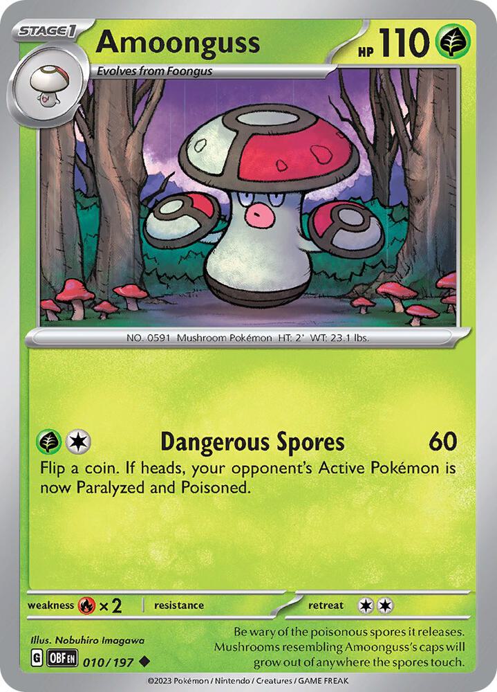 Amoonguss 010/197 Reverse Holofoil, Obsidian Flames Pokémon card