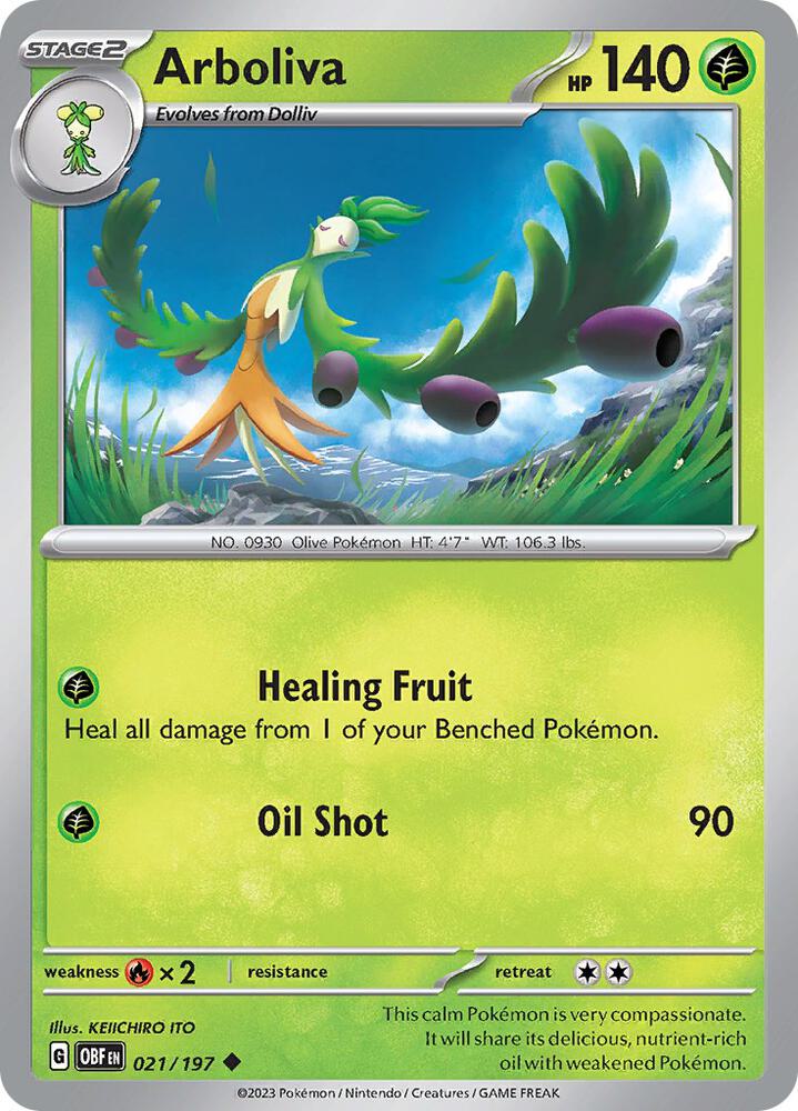 Arboliva 021/197, Obsidian Flames Pokémon card