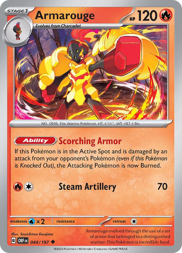 Armarouge 044/197, Obsidian Flames Pokémon card