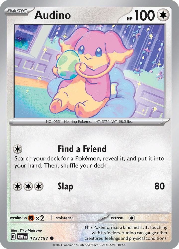 Audino 173/197, Obsidian Flames Pokémon card
